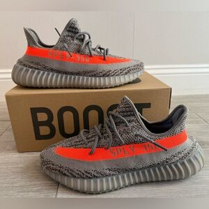ADIDAS Yeezy Boost 350 V2 Beluga Reflective GW1229 Steeple Grey Solar Red Sz 12
